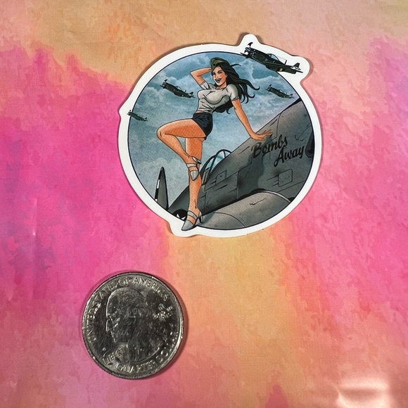 BOMBS AWAY Sexy Pinup Gorgeous Sticker Retro Vintage BomberGirl Ace Pilot - Picture 2 of 4